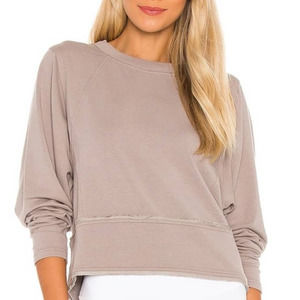 Free People Movement Where the Wind Blows Cropped Taupe Crewneck Sweatshirt